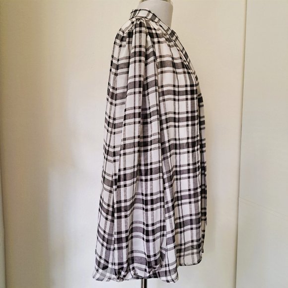 Lane Bryant Plaid Top Long Sleeve Size 14 Tie Neckline Great Condition - Picture 12 of 12